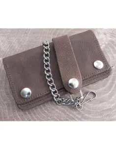 Portafoglio con Catena Amigaz Pelle Marrone Soft 6”