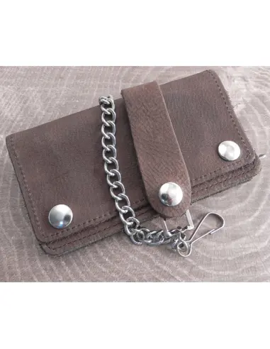 Portafoglio con Catena Amigaz Pelle Marrone Soft 6”