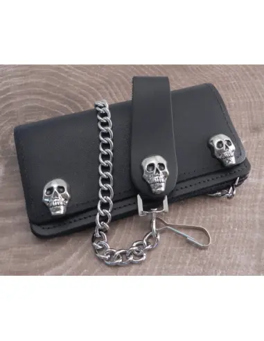 Amigaz Black Leather Biker Wallet with Chain