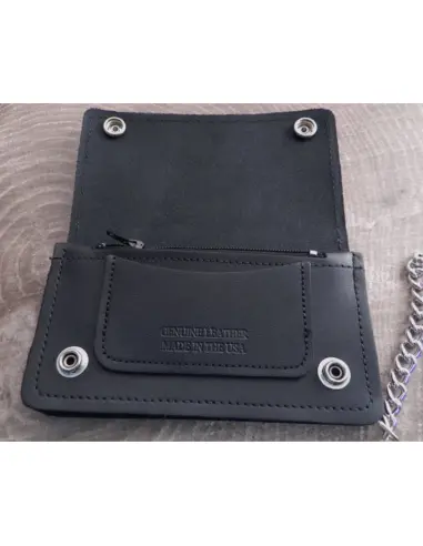 Portefeuille Biker Amigaz en Cuir Noir avec Chaîne