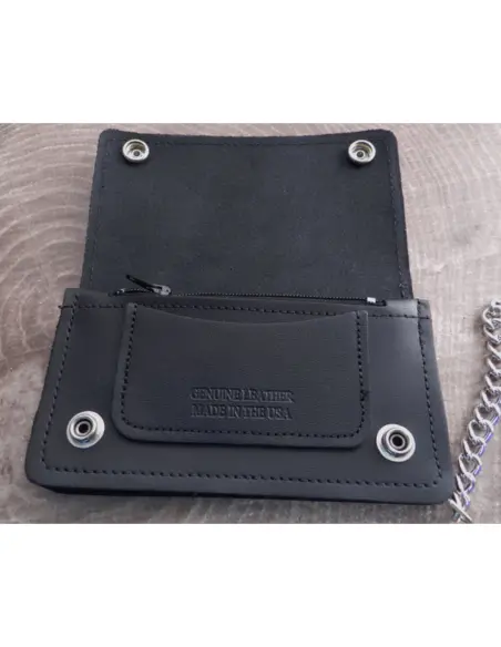 Portafoglio Biker Amigaz in Pelle Nera con Catena