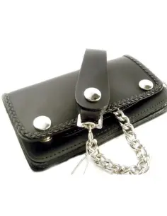 Portafoglio Biker Amigaz in Pelle Nera con Catena