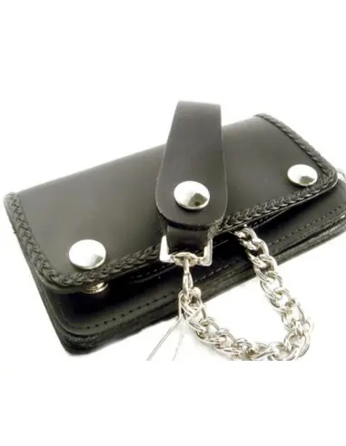 Portafoglio Biker Amigaz in Pelle Nera con Catena