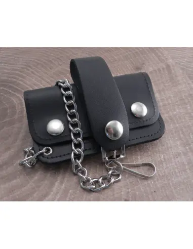 Portafoglio Biker Amigaz Jr. in Pelle Nera con Catena
