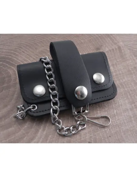 Portefeuille Biker Amigaz Jr. en Cuir Noir avec Chaîne