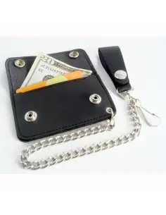 Portafoglio Biker Amigaz Jr. in Pelle Nera con Catena 2