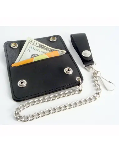 Portafoglio Biker Amigaz Jr. in Pelle Nera con Catena