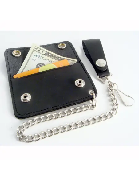 Portafoglio Biker Amigaz Jr. in Pelle Nera con Catena