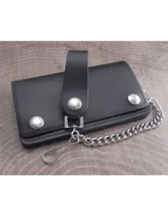 Portafoglio Biker Amigaz in Pelle Nera con Catena