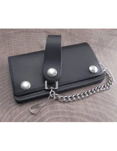 Portefeuille Biker Amigaz en Cuir Noir avec Chaîne