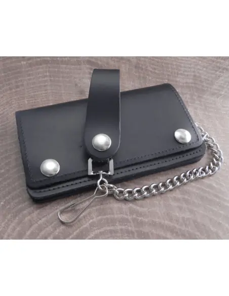 Portafoglio Biker Amigaz in Pelle Nera con Catena
