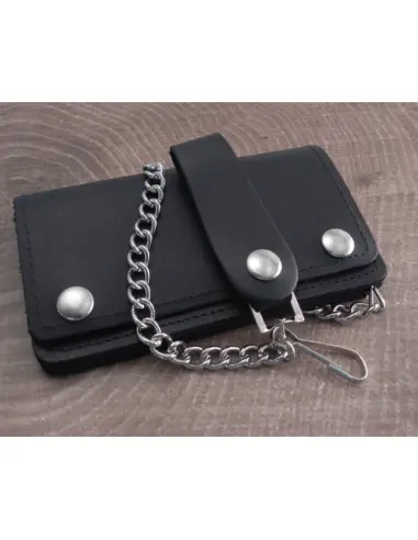Portafoglio Biker Amigaz in Pelle Nera con Catena