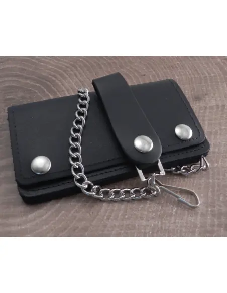 Portefeuille Biker Amigaz en Cuir Noir avec Chaîne
