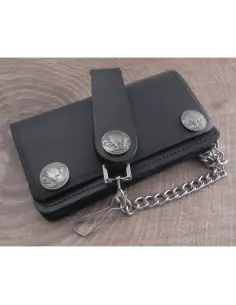 Portafoglio Biker Amigaz in Pelle Nera con Catena