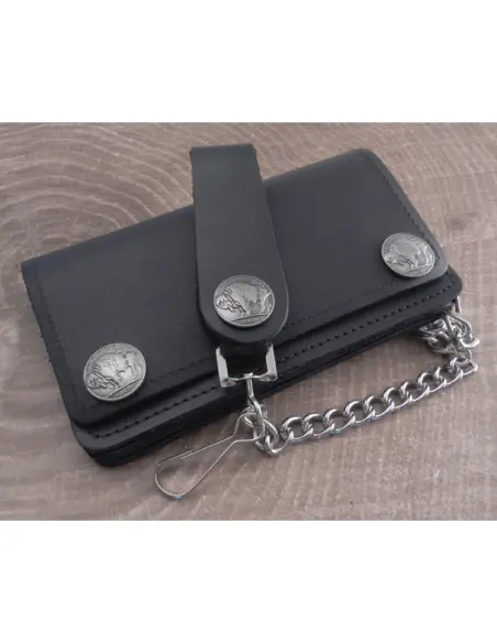 Portafoglio Biker Amigaz in Pelle Nera con Catena