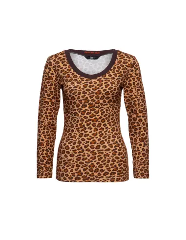 T-Shirt Queen Kerosin Léopard Col V S-XL