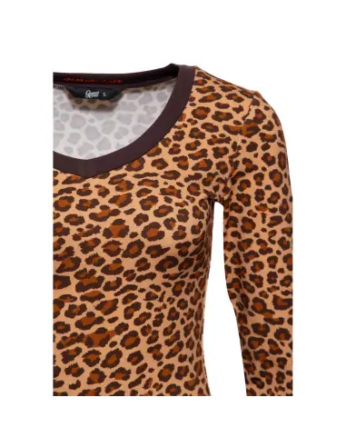 T-Shirt Queen Kerosin Léopard Col V S-XL