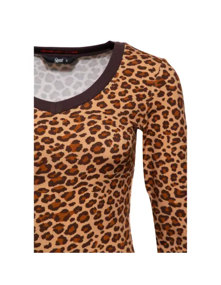 T-Shirt Queen Kerosin Léopard Col V S-XL