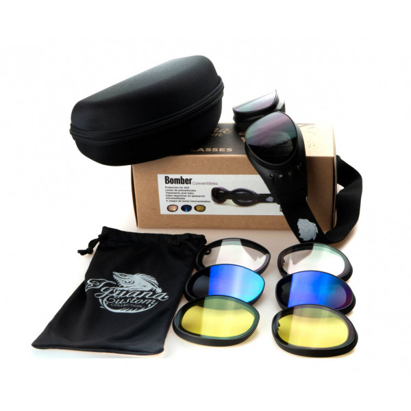 ICC BOMBER GLASSES WITH 4 INTERCHANGEABLE LENSES AND ADJUSTABLE RUBBER