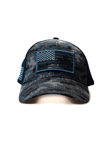 Acquista Cappellino Trucker Tactical Camo Usa Blu a prezzo scontato