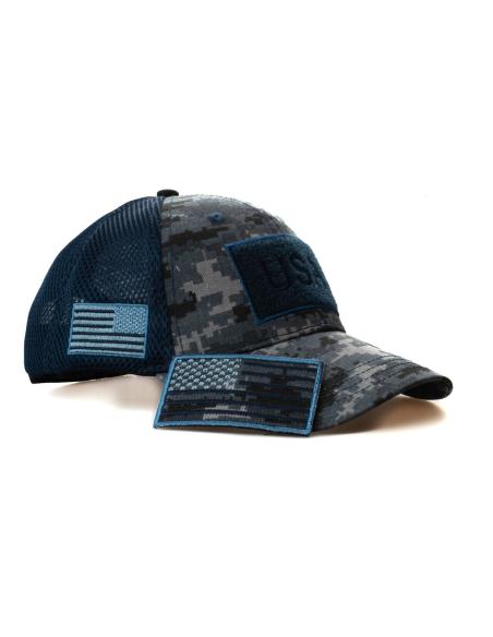 Acquista Cappellino Trucker Tactical Camo Usa Blu a prezzo scontato