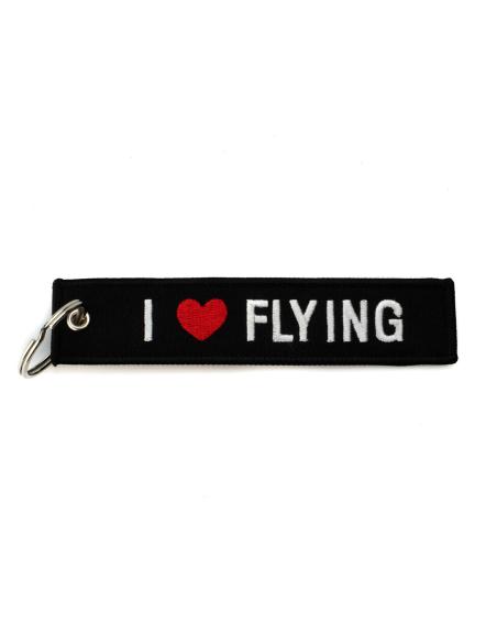 LLAVERO TAG EMBROIDADO-I LOVE FLYING