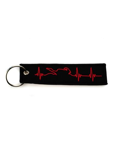 PORTE-CLÉS BRODÉ - MOTOCARDIOGRAMME ROUGE