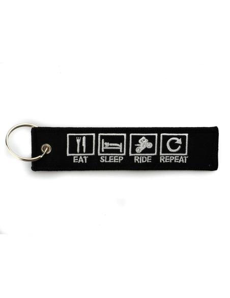 Porte-Clés Brodé - Eat Sleep Ride Repeat | Prix Promo
