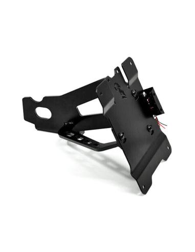 Soporte Matrícula Lateral Zieger Negro | Harley Sportster 04-22 con LED ECE