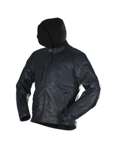 JAQUETA DE COURO PRETO OVERLAP JOHAN