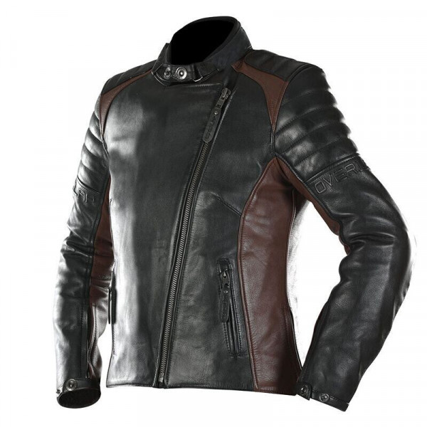 WOMEN ' S BROWN AND BLACK SKIN JACKET OVERLAP TINA LADY