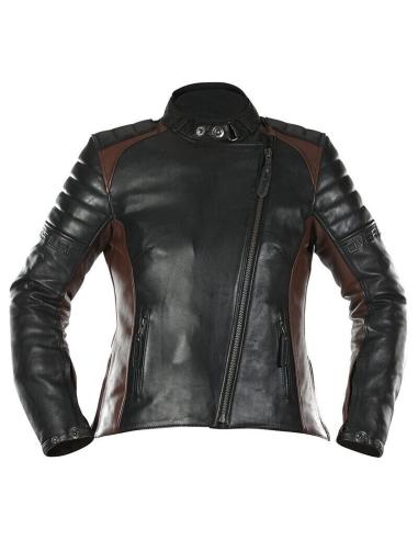 Comprar Chaqueta Femenina De Piel Marrón Y Negra Overlap Tina Lady a precio de oferta