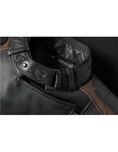 WOMEN ' S BROWN AND BLACK SKIN JACKET OVERLAP TINA LADY