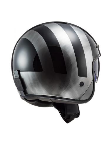 JET HELMET WITH INTERIOR SCREEN LS2 OF601 BOB LINES BLACK JEANS
