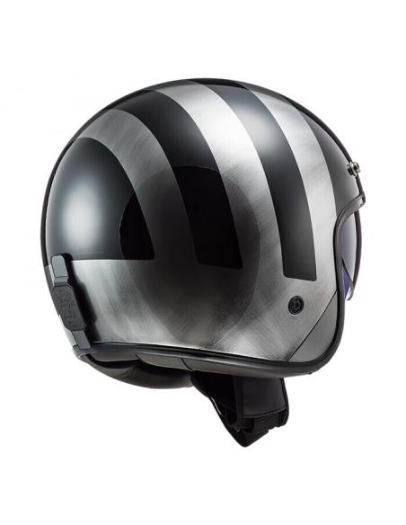 CASQUE JET AVEC LS2 OF601 BOB LINES BLACK JEANS ÉCRAN INTÉRIEUR