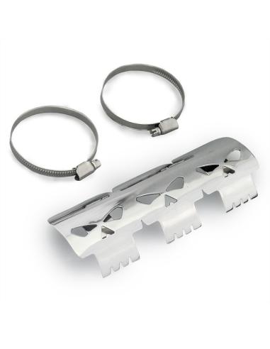 BOUCLIER THERMIQUE UNIVERSEL POUR TUYAU D'ÉCHAPPEMENT CHROMÉ