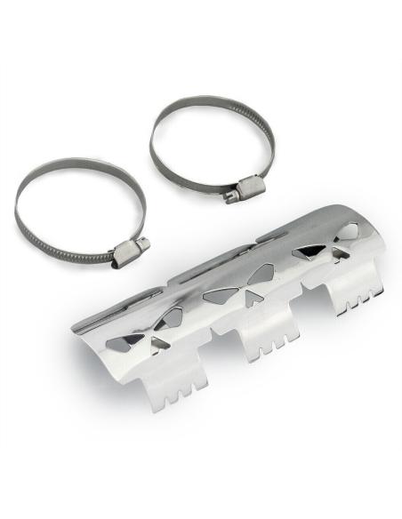 UNIVERSAL EXHAUST HEAT SKULL SHIELD. CHROMED