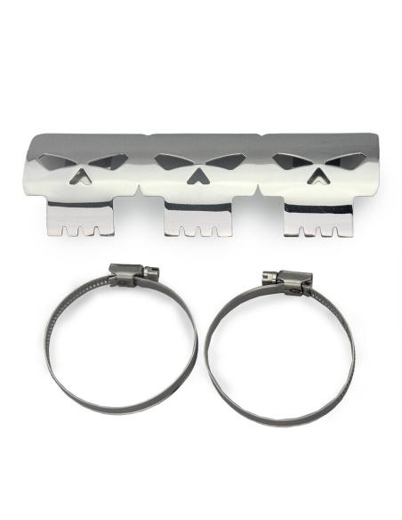 UNIVERSAL EXHAUST HEAT SKULL SHIELD. CHROMED