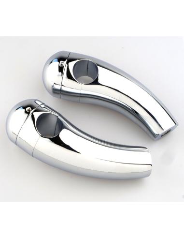 CHROME ROUND TURRETS INCLINED 9CM (3.5")