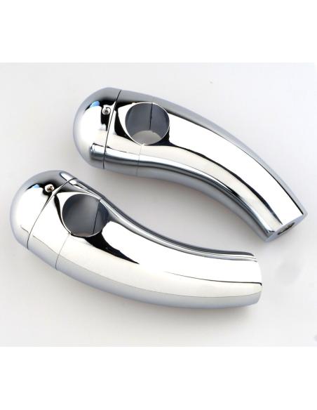 CHROME ROUND TURRETS INCLINED 9CM (3.5")