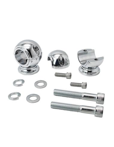 ROUND HERITAGE CHROME TURRETS FOR 32MM HANDLEBARS