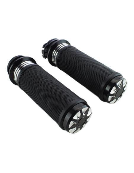 Comprar Puños Star Aluminio Negro Contraste Para Harley a precio de oferta