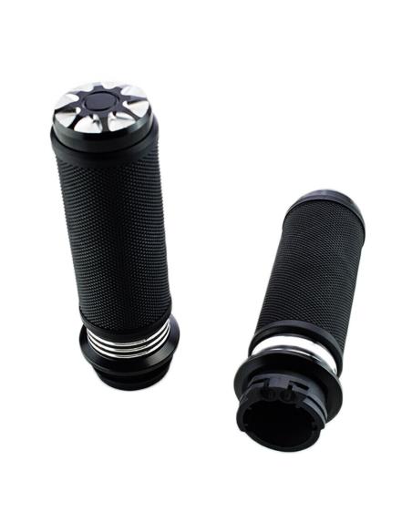 Comprar Puños Star Aluminio Negro Contraste Para Harley a precio de oferta