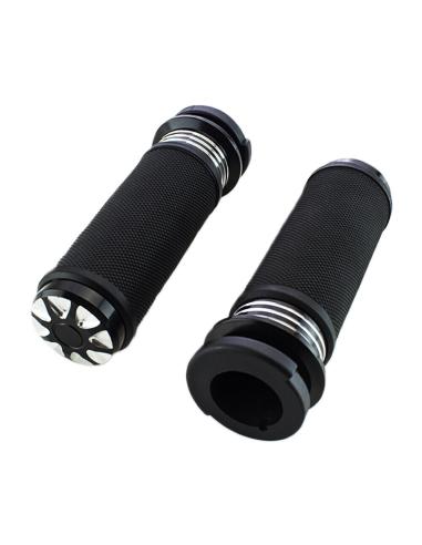STAR ALUMINIUM BLACK CONTRAST HARLEY GRIPS WITH ELECTRONIC HANDLEBARS