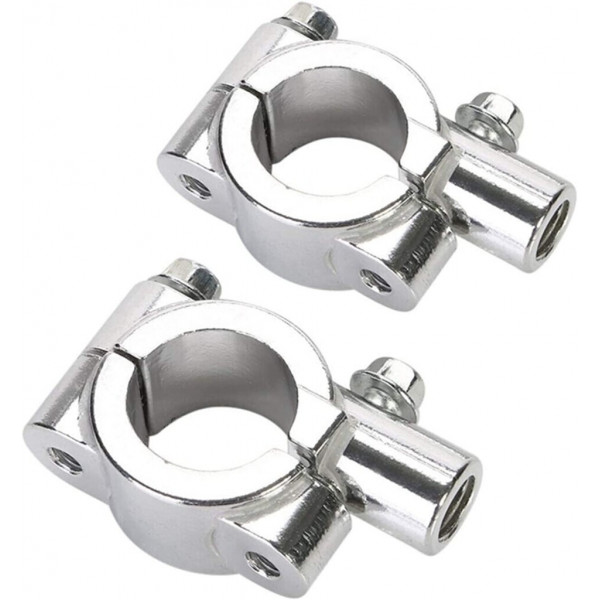 22" CHROME HANDLEBAR CLAMPS FOR INSTALLING M10 MIRRORS