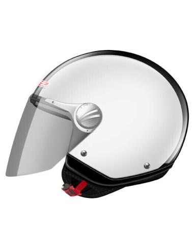 Compra Casco Jet Schermo Completo Beetle Bianco Lucido / Pelle Nera a prezzo scontato
