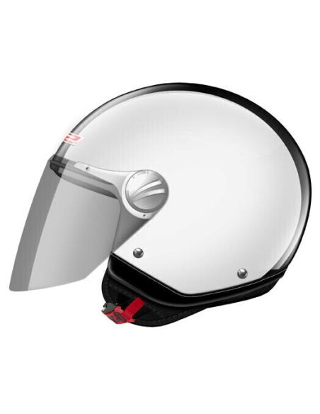 CAPACETE DE jet DE TELA CHEIA BESOURO BRILHO BRANCO / COURO PRETO