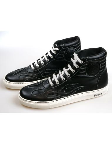 Old School High Sneakers Chamas Pretas - Feito Na Espanha