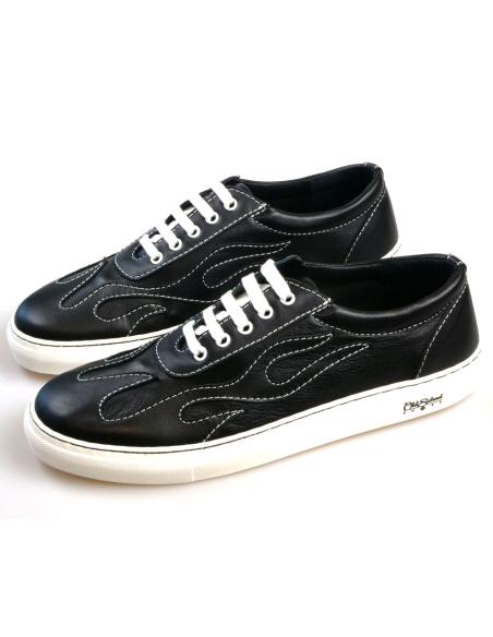 OLD SCHOOL SNEAKERS BLACK FLAMES - MADE IN SPAIN