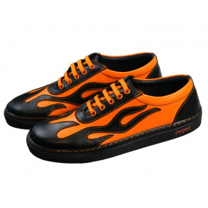 ZAPATILLAS OLD SCHOOL LLAMAS NEGRO Y NARANJA - MADE IN SPAIN